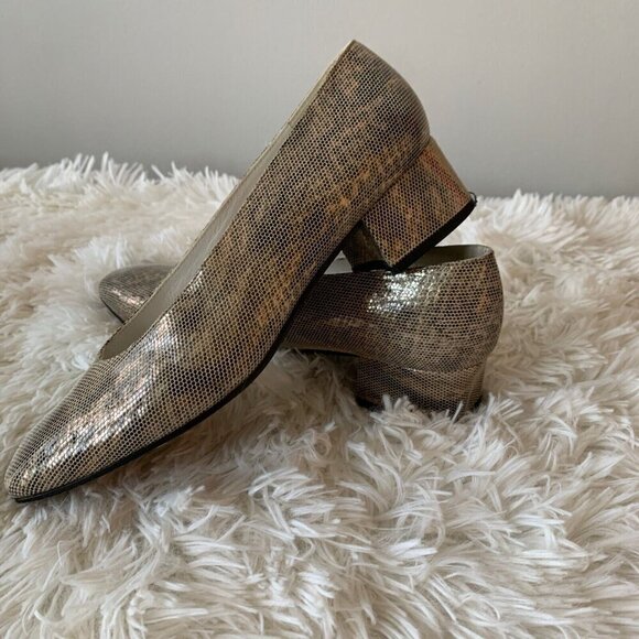 Stuart Weitzman Shoes Women’s‎ Size 6B Leather Snakeskin Print Block Heel - Picture 4 of 6